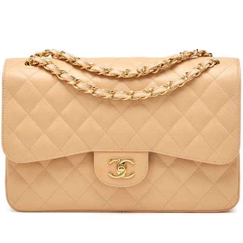 chanel jumbo beige caviar with gold hardware|Chanel Jumbo Classic Double Flap Bag Beige Caviar .